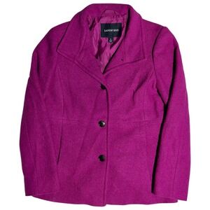 Lands End Dress Coat Women's Size 8 Wool Blend Preppy Formal Office Purple